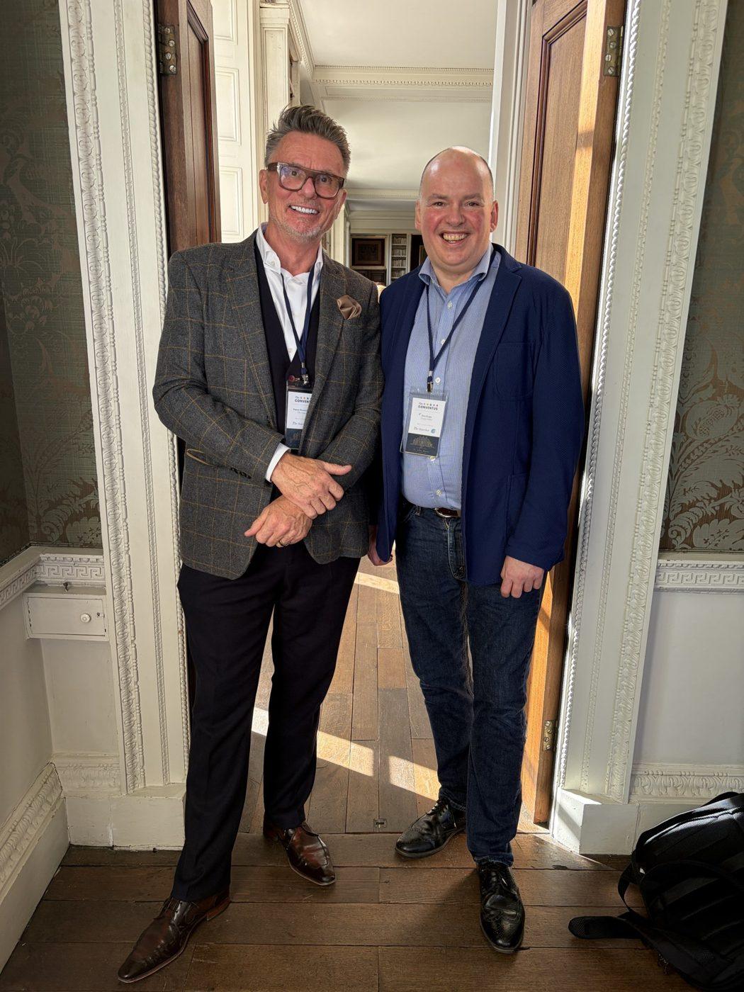 Pete Evans with Simon Hawtrey-Coombs at the Conventus Strategy Reset Day, St Giles House
